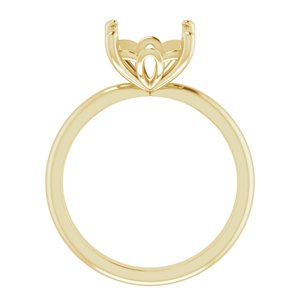 14K Yellow Gold 9 mm Cushion Solitaire Engagement Ring Mounting