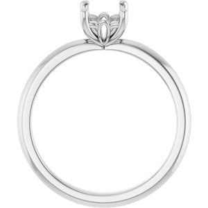 14K White Gold 7x5 mm Emerald Solitaire Engagement Ring Mounting