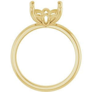 14K Yellow Gold 11x9 mm Emerald Solitaire Engagement Ring Mounting