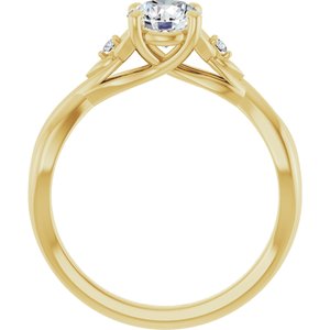 14K Yellow Gold 5.8 Round .02 CTW Natural Diamond Semi-Set Engagement Ring