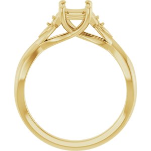 14K Yellow Gold 7x5 mm Emerald Engagement Ring Mounting