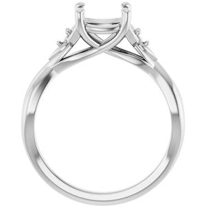 14K White Gold 7 mm Cushion Engagement Ring Mounting