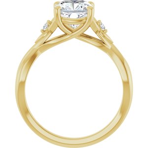 14K Yellow Gold 7 mm Cushion .04 CTW Natural Diamond Semi-Set Engagement Ring
