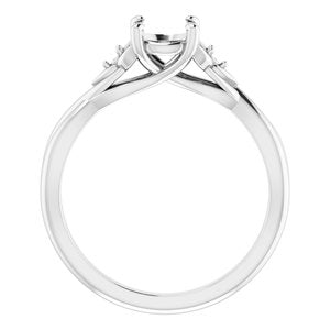 14K White Gold 6 mm Round Engagement Ring Mounting
