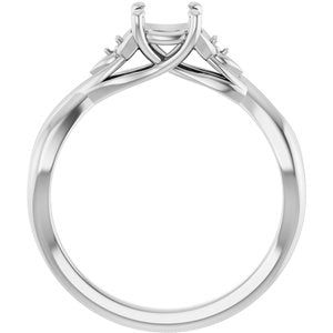 14K White Gold 5 mm Cushion Engagement Ring Mounting