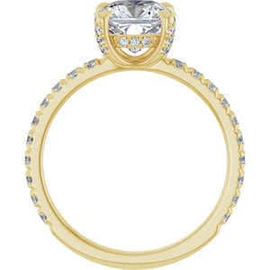 14K Yellow Gold 7x7 mm Cushion 1/2 CTW Natural Diamond Semi-Set Engagement Ring