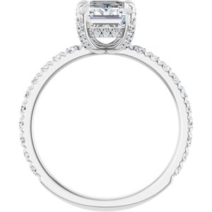 14K White Gold 8x6 mm Emerald 1/2 CTW Lab-Grown Diamond Semi-Set Engagement Ring