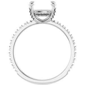 14K White Gold 8 mm Cushion Engagement Ring Mounting