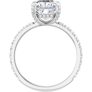 14K White Gold 8x8 mm Cushion 3/8 CTW Natural Diamond Semi-Set Engagement Ring