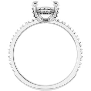 14K White Gold 9x7 mm Oval Engagement Ring Mounting