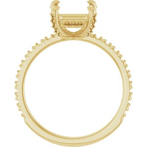 14K Yellow Gold 9x7 mm Emerald Engagement Ring Mounting