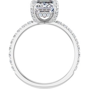 14K White Gold 9x7 mm Emerald 1/2 CTW Lab-Grown Diamond Semi-Set Engagement Ring