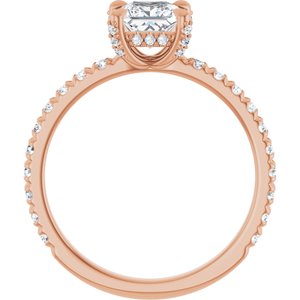 14K Rose Gold 5x5 mm Square 1/2 CTW Natural Diamond Semi-Set Engagement Ring