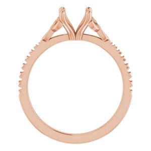 14K Rose Gold 6.5 mm Round French-Set Engagement Ring Mounting