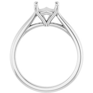 14K White Gold 7 mm Cushion Solitaire Engagement Ring Mounting