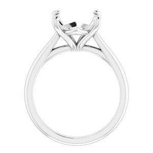 14K White Gold 12x10 mm Oval Solitaire Engagement Ring Mounting