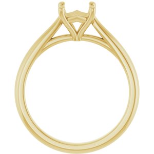 14K Yellow Gold 6 mm Cushion Solitaire Engagement Ring Mounting