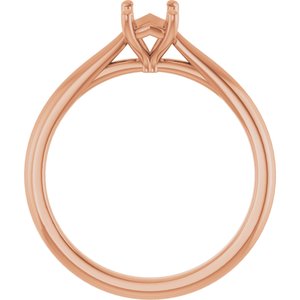 14K Rose Gold 6x4 mm Emerald Solitaire Engagement Ring Mounting