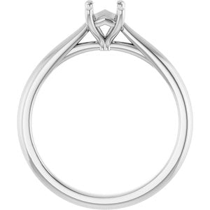 14K White Gold 6x4 mm Emerald Solitaire Engagement Ring Mounting