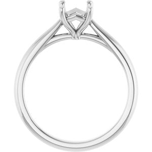 14K White Gold 7x5 mm Emerald Solitaire Engagement Ring Mounting