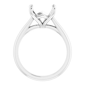 14K White Gold 8 mm Square Solitaire Engagement Ring Mounting