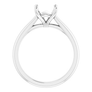 14K White Gold 6 mm Square Solitaire Engagement Ring Mounting