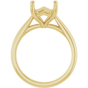 14K Yellow Gold 10x8 mm Emerald Solitaire Engagement Ring Mounting