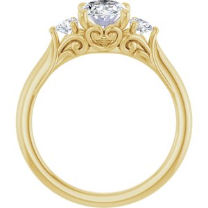 14K Yellow Gold 8x6 mm Oval 1/4 CTW Natural Diamond Semi-Set Engagement Ring