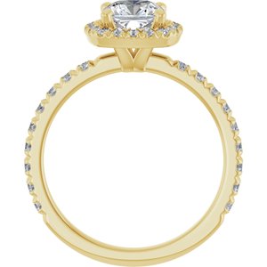 14K Yellow Gold 6x6 mm Cushion 3/8 CTW Natural Diamond Semi-Set Engagement Ring