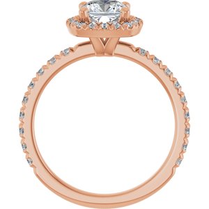 14K Rose Gold 6x6 mm Cushion 3/8 CTW Natural Diamond Semi-Set Engagement Ring