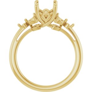 14K Yellow Gold 8x6 mm Emerald Engagement Ring Mounting