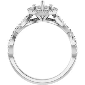 14K White Gold 9x6 mm Pear Engagement Ring Mounting