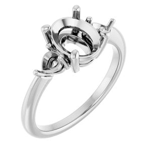 Platinum 9x7 mm Oval 1/4 CTW Natural Diamond Semi-Set Engagement Ring