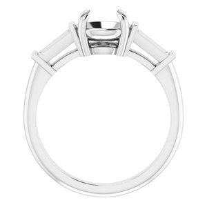 14K White Gold 7.4 mm Round Engagement Ring Mounting