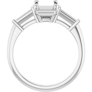 14K White Gold 8x6 mm Emerald Engagement Ring Mounting