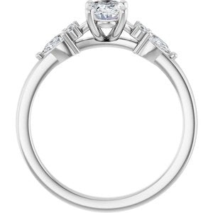 14K White Gold 7x5 mm Oval 1/5 CTW Natural Diamond Semi-Set Engagement Ring