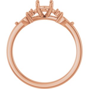 14K Rose Gold 7x5 mm Oval Accented Split Shank Engagement Mounting