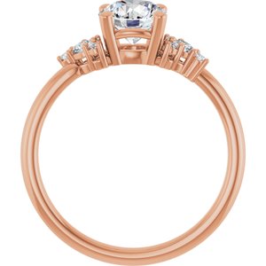 14K Rose Gold 6.5 mm Round 1/8 CTW Natural Diamond Semi-Set Engagement Ring