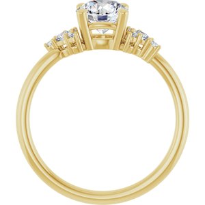 14K Yellow Gold 6.5 mm Round 1/8 CTW Natural Diamond Semi-Set Engagement Ring