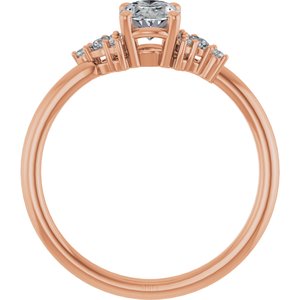 14K Rose Gold 7x5 mm Oval 1/8 CTW Natural Diamond Semi-Set Engagement Ring