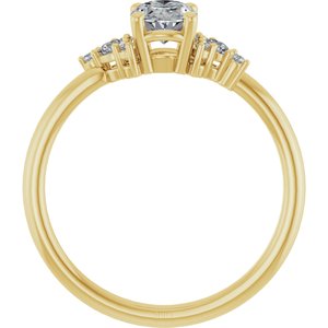 14K Yellow Gold 7x5 mm Oval 1/8 CTW Natural Diamond Semi-Set Engagement Ring