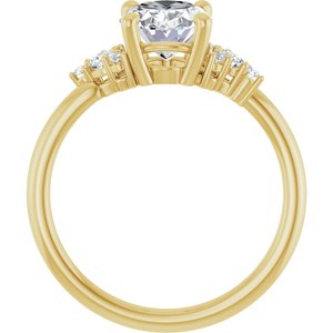 14K Yellow Gold 9x7 mm Oval 1/6 CTW Natural Diamond Semi-Set Engagement Ring
