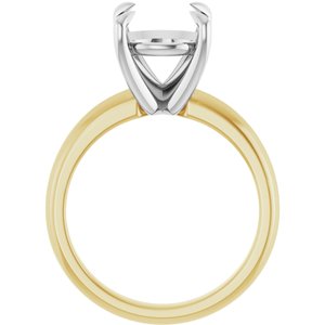 14K Yellow/White Gold 10 mm Round Solitaire Engagement Ring Mounting