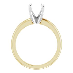 14K Yellow/White Gold 7 mm Round Solitaire Engagement Ring Mounting