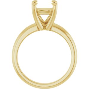 14K Yellow Gold 8x8 mm Cushion Solitaire Engagement Ring Mounting
