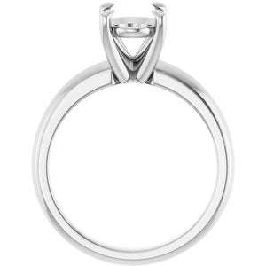 14K White Gold 9x7 mm Oval Solitaire Engagement Ring Mounting