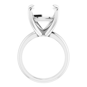 Sterling Silver 13x13 mm Cushion Solitaire Engagement Ring Mounting