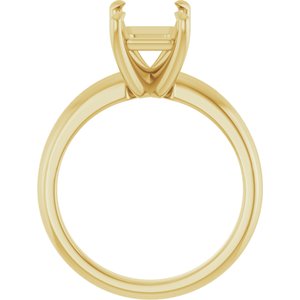 14K Yellow Gold 9x7 mm Emerald Solitaire Engagement Ring Mounting