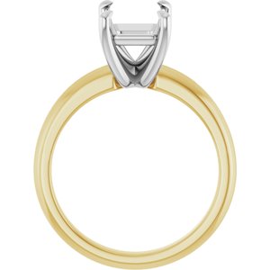 14K Yellow/White Gold 9x7 mm Emerald Solitaire Engagement Ring Mounting