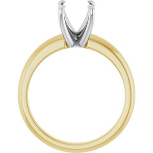 14K Yellow/White Gold 8x6 mm Emerald Solitaire Engagement Ring Mounting